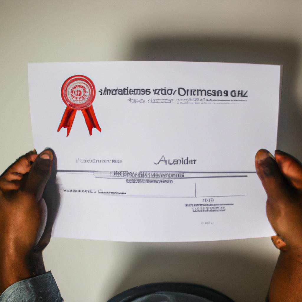 Person holding accreditation certification document
